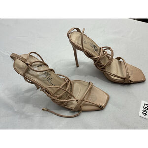 Womans So Me Sandals 7.5 Tie Up Stiletto Heel Nude